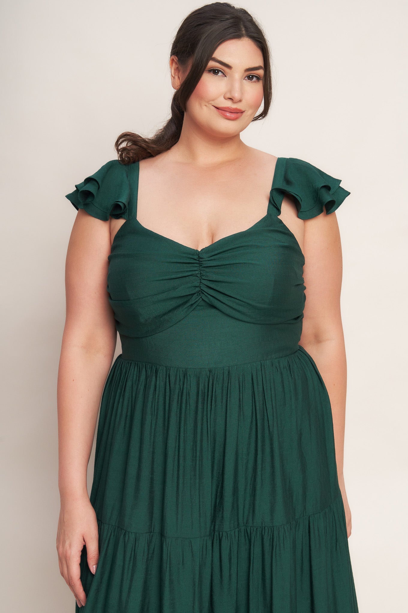 SUMMER MILK FOREST GREEN WOVEN MAXI DRESS