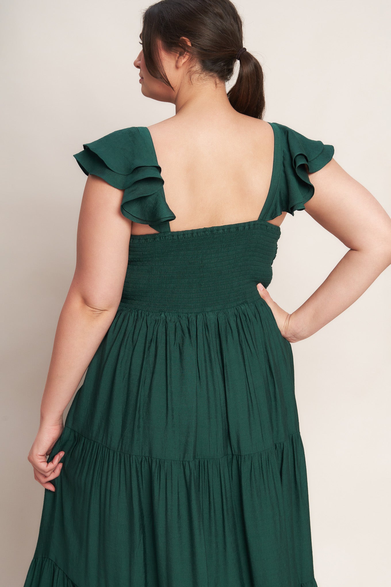 SUMMER MILK FOREST GREEN WOVEN MAXI DRESS
