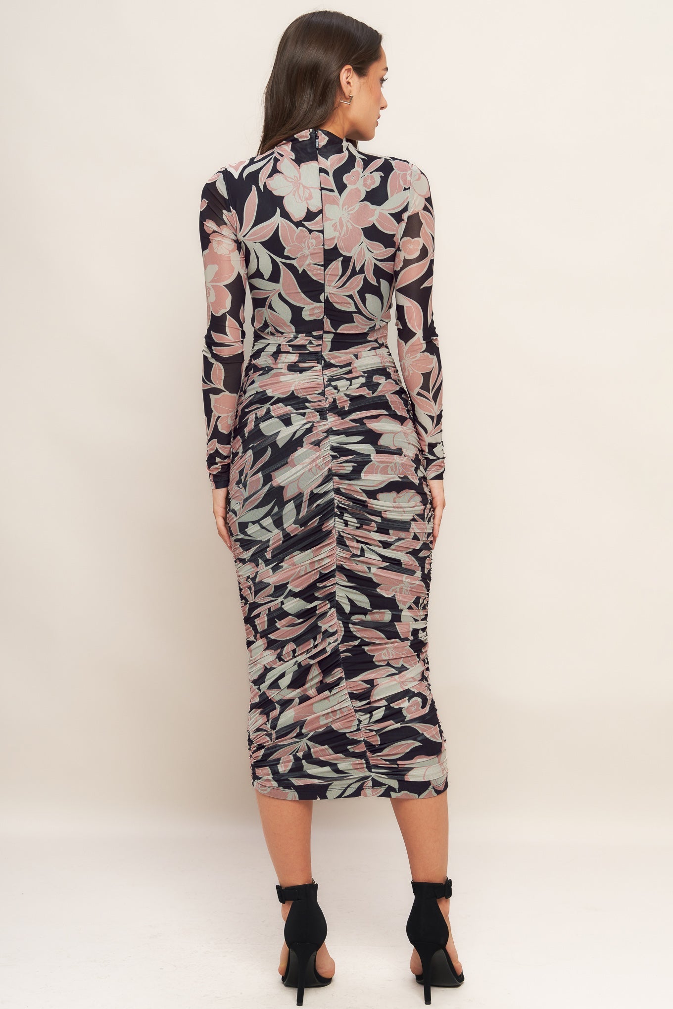 MUTED ROMANCE POWER MESH MIDI DRESS