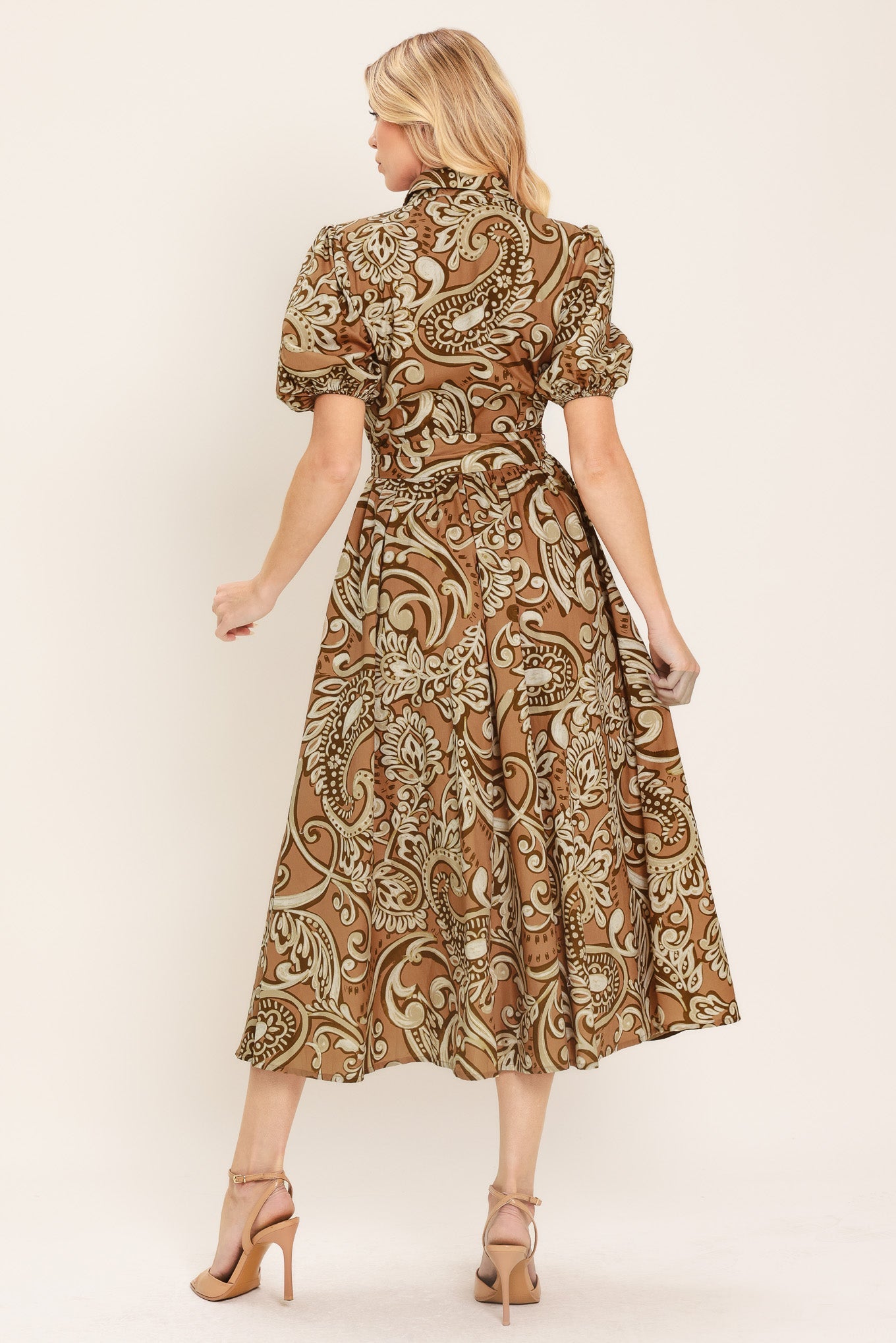 VINTAGE PAISLEY WOVEN MIDI DRESS