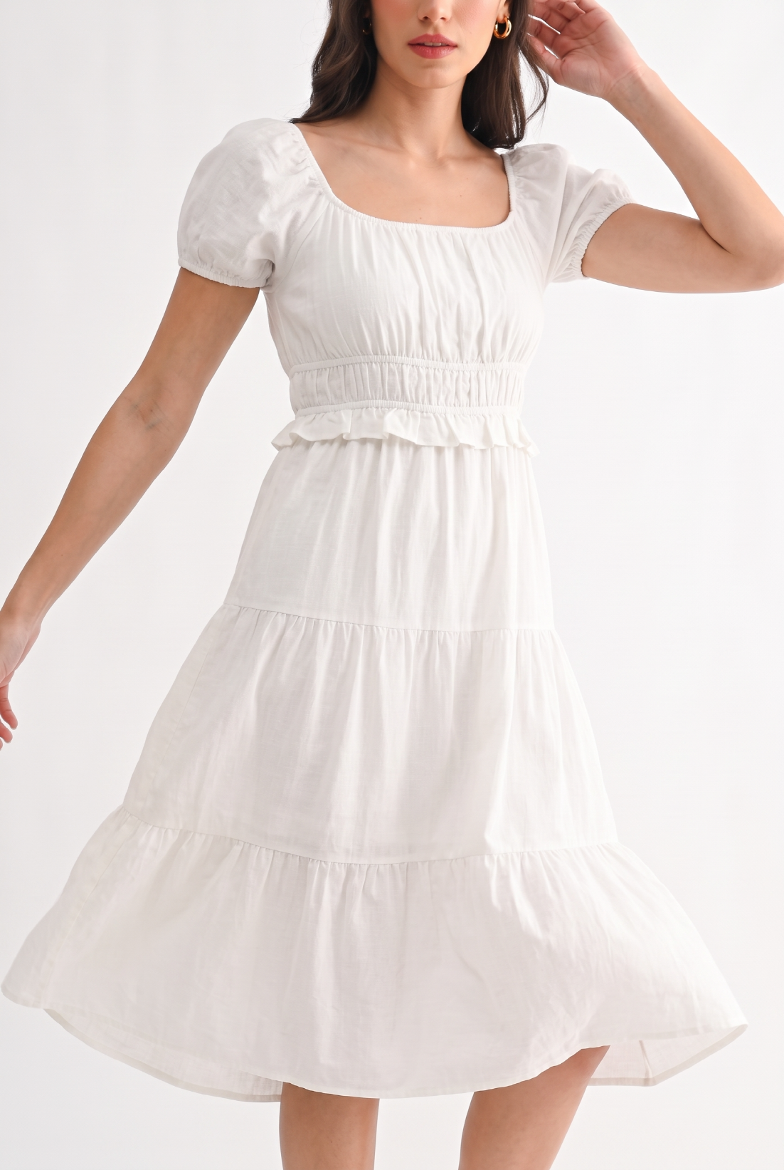 WHITE MAGNOLIA LINE BLEND MIDI DRESS