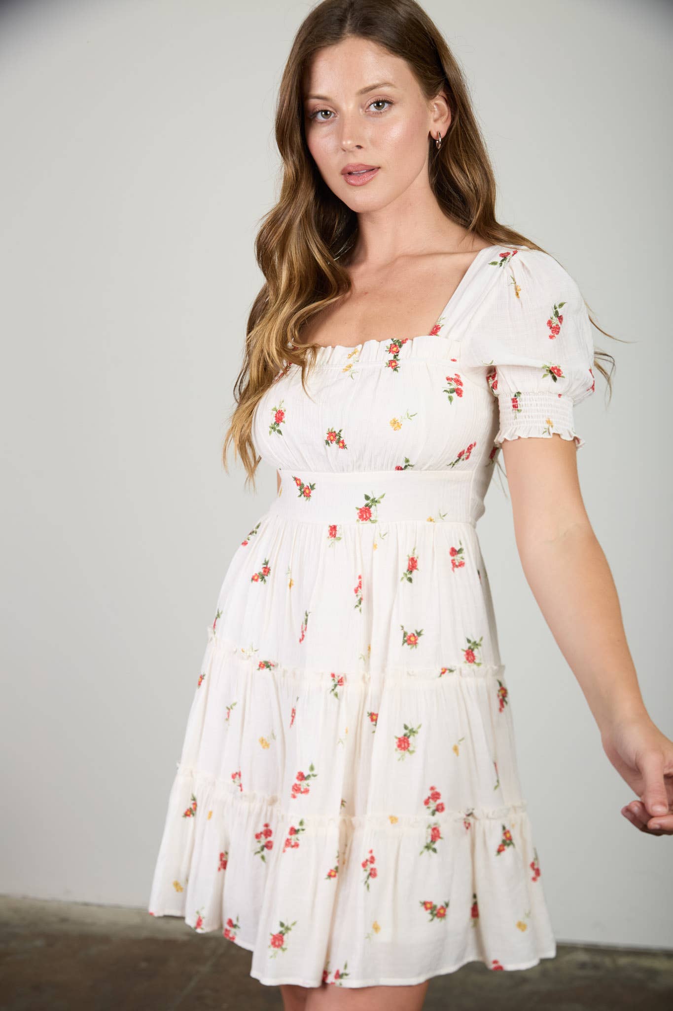 BELLA BLOOM TIERED MINI DRESS
