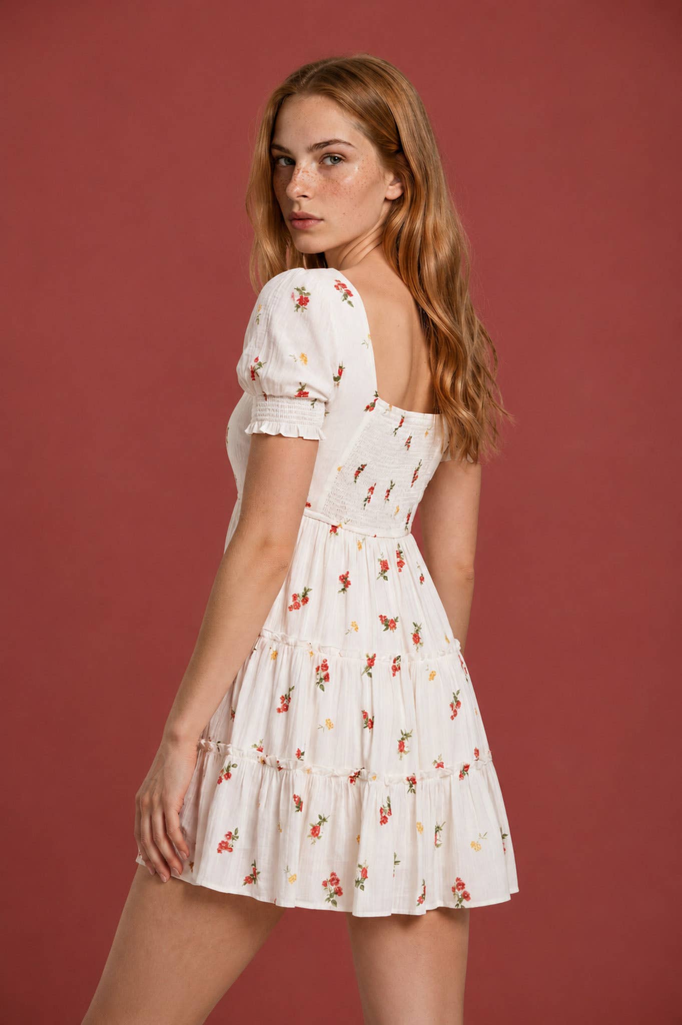 BELLA BLOOM TIERED MINI DRESS