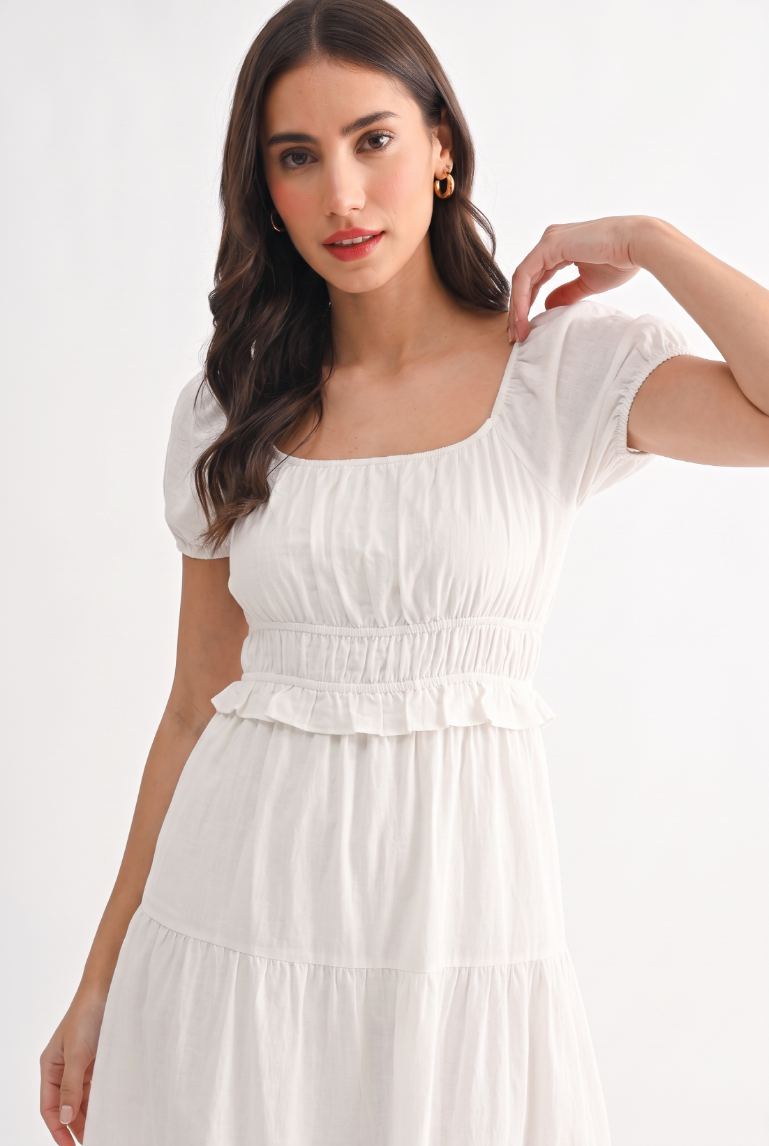 WHITE MAGNOLIA LINE BLEND MIDI DRESS