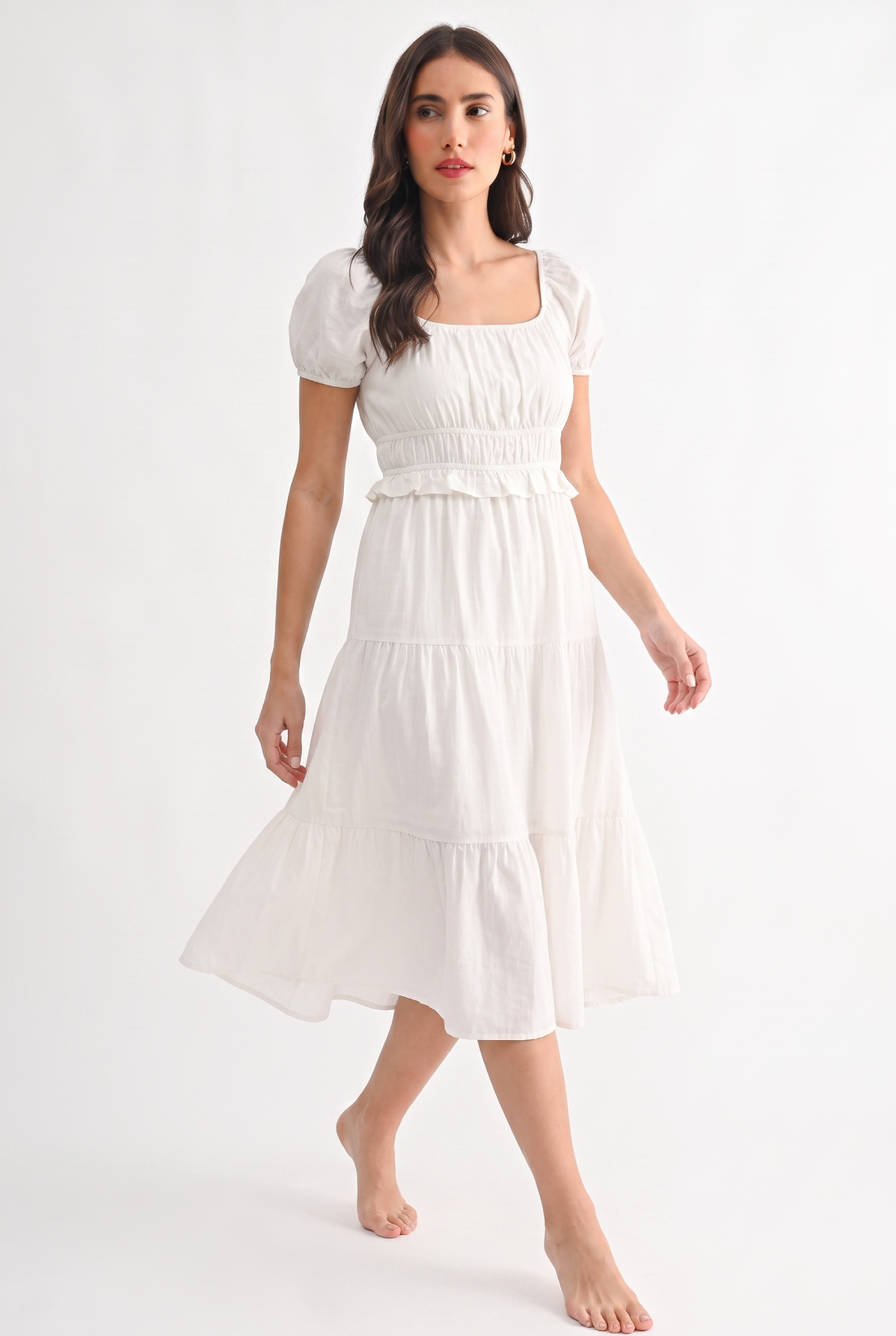 WHITE MAGNOLIA LINE BLEND MIDI DRESS