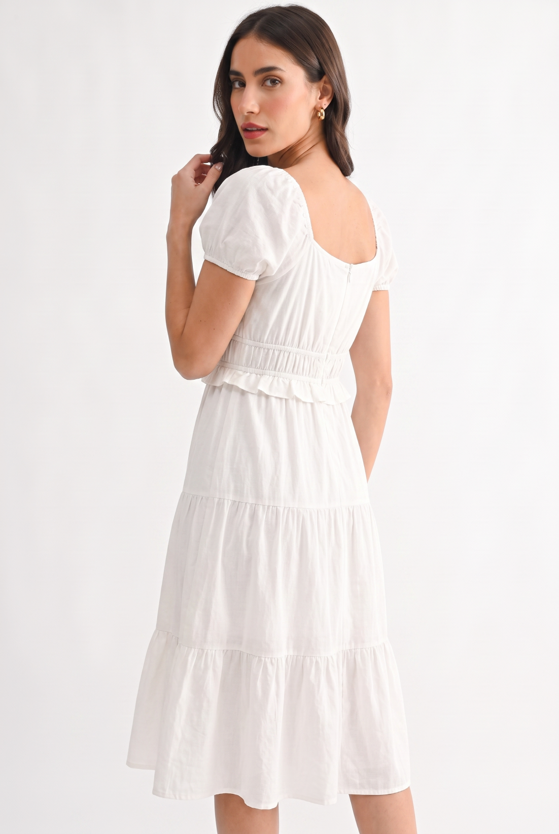 WHITE MAGNOLIA LINE BLEND MIDI DRESS
