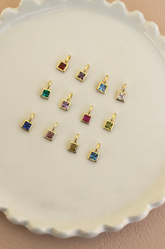 SQUARE BEZEL BIRTHSTONE CHARM
