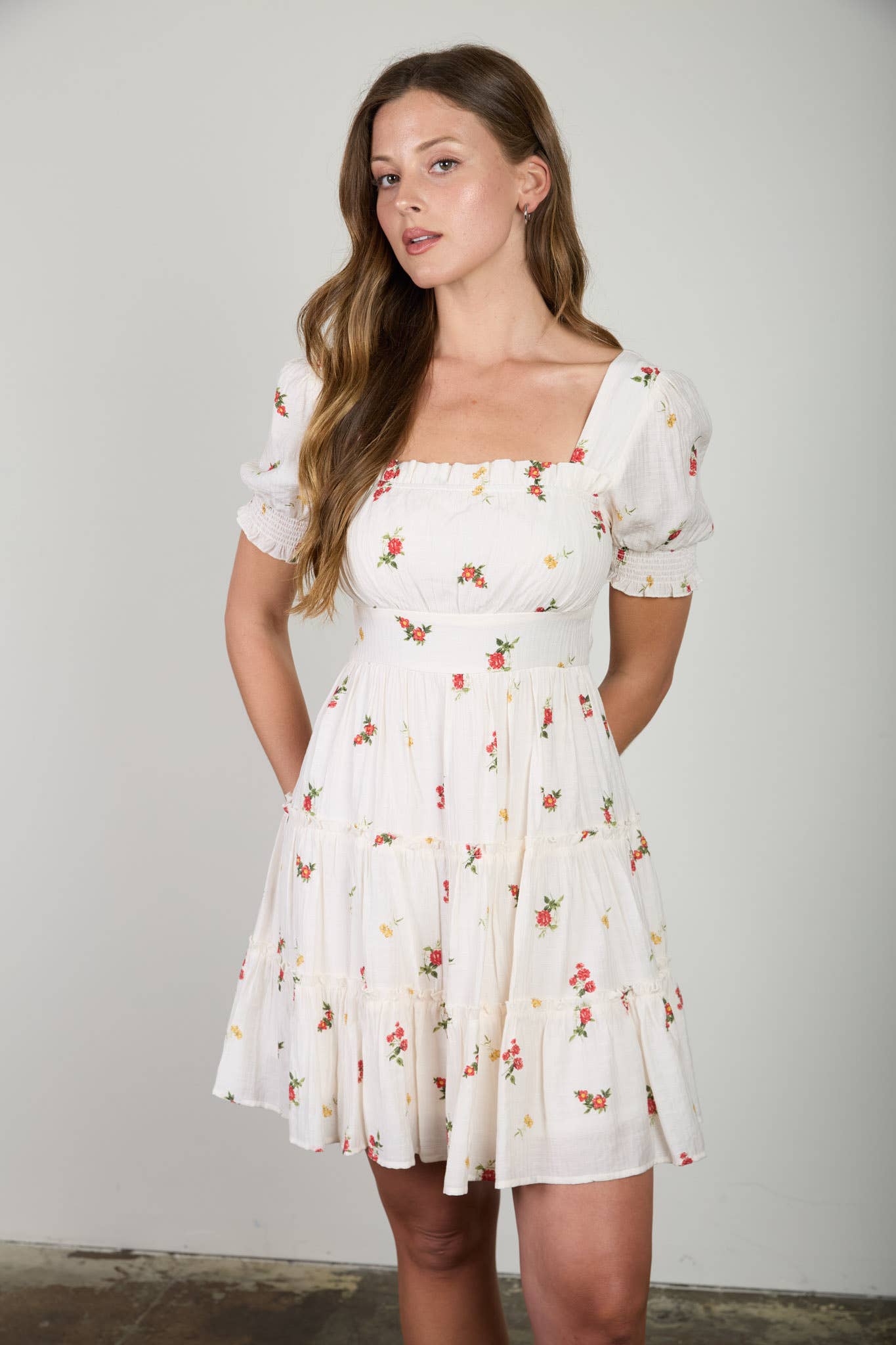 BELLA BLOOM TIERED MINI DRESS