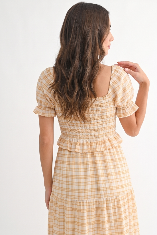 THE AUTUMN CHARM PLAID MIDI DRESS