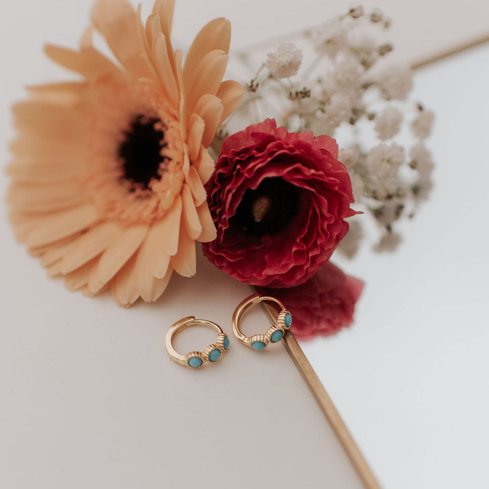 Lainey Turquoise Hoops