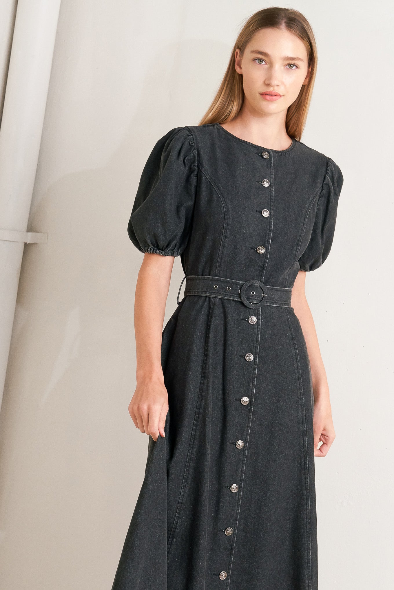 IN MY MIND DENIM MIDI DRESS