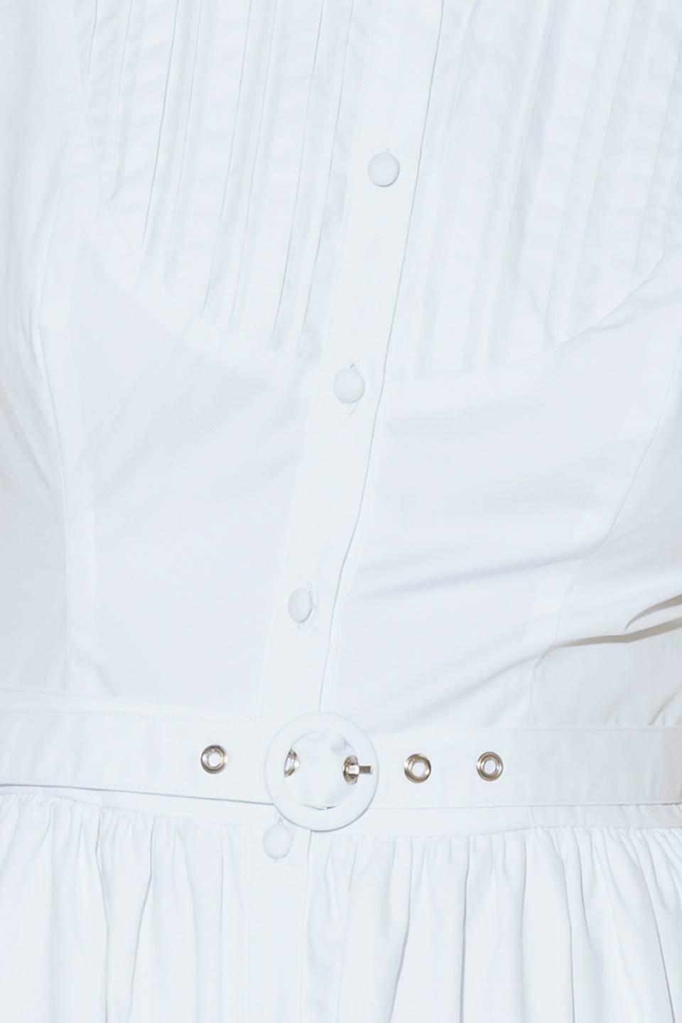 NUE EASE WHITE WOVEN MDI DRESS