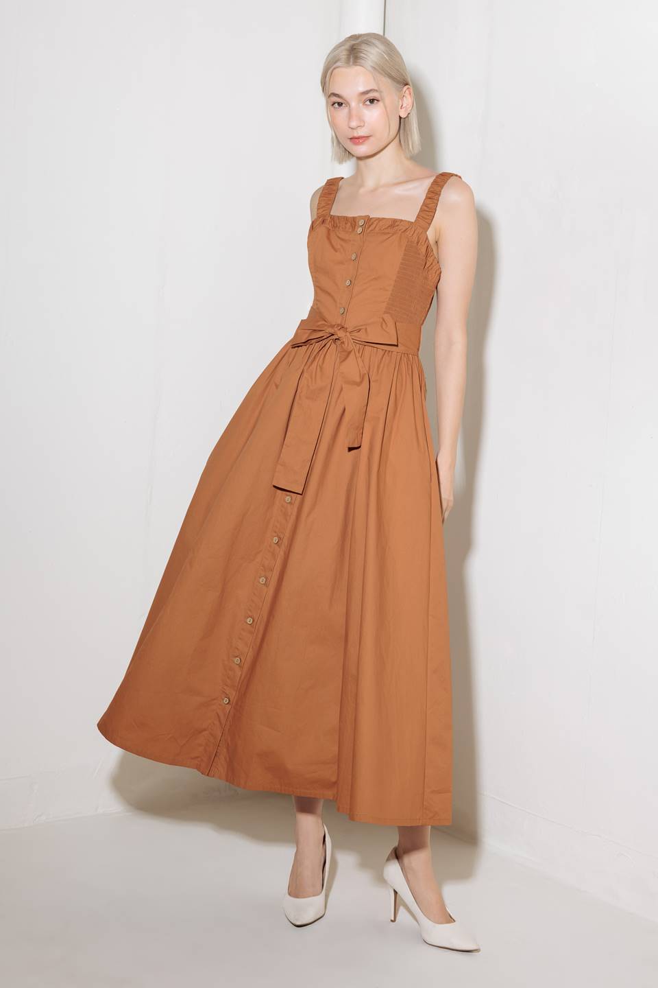 SOAK IN THE SUNSET WOVEN MIDI DRESS