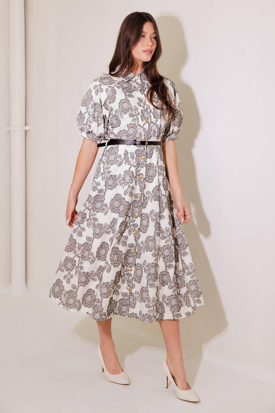 TIME AFTER TIME WOVEN MIDI DRESS