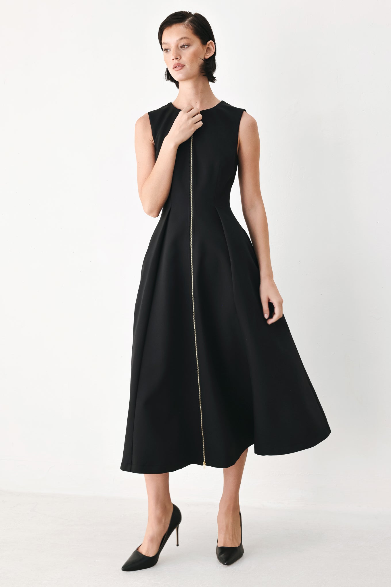 CLAY MODERN SWAY WOVEN MIDI DRESS