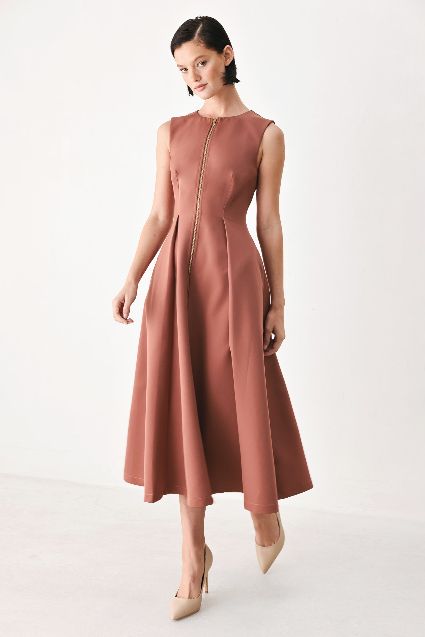 CLAY MODERN SWAY WOVEN MIDI DRESS