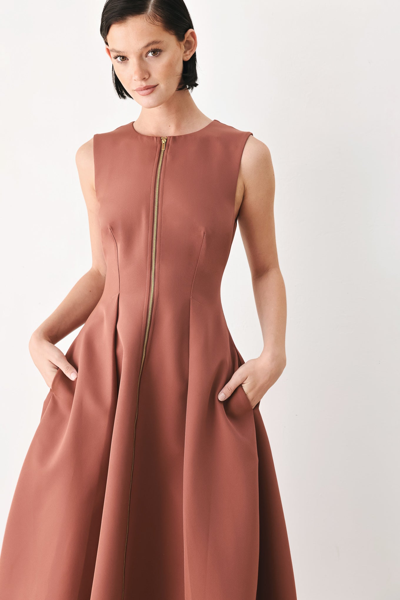 CLAY MODERN SWAY WOVEN MIDI DRESS