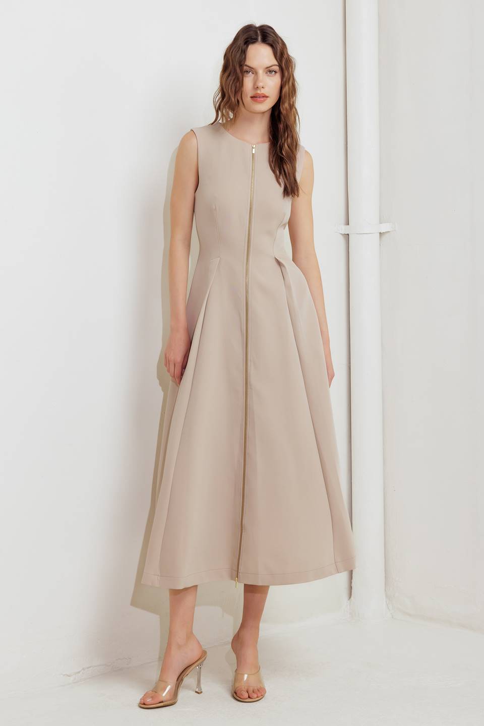 CLAY MODERN SWAY WOVEN MIDI DRESS