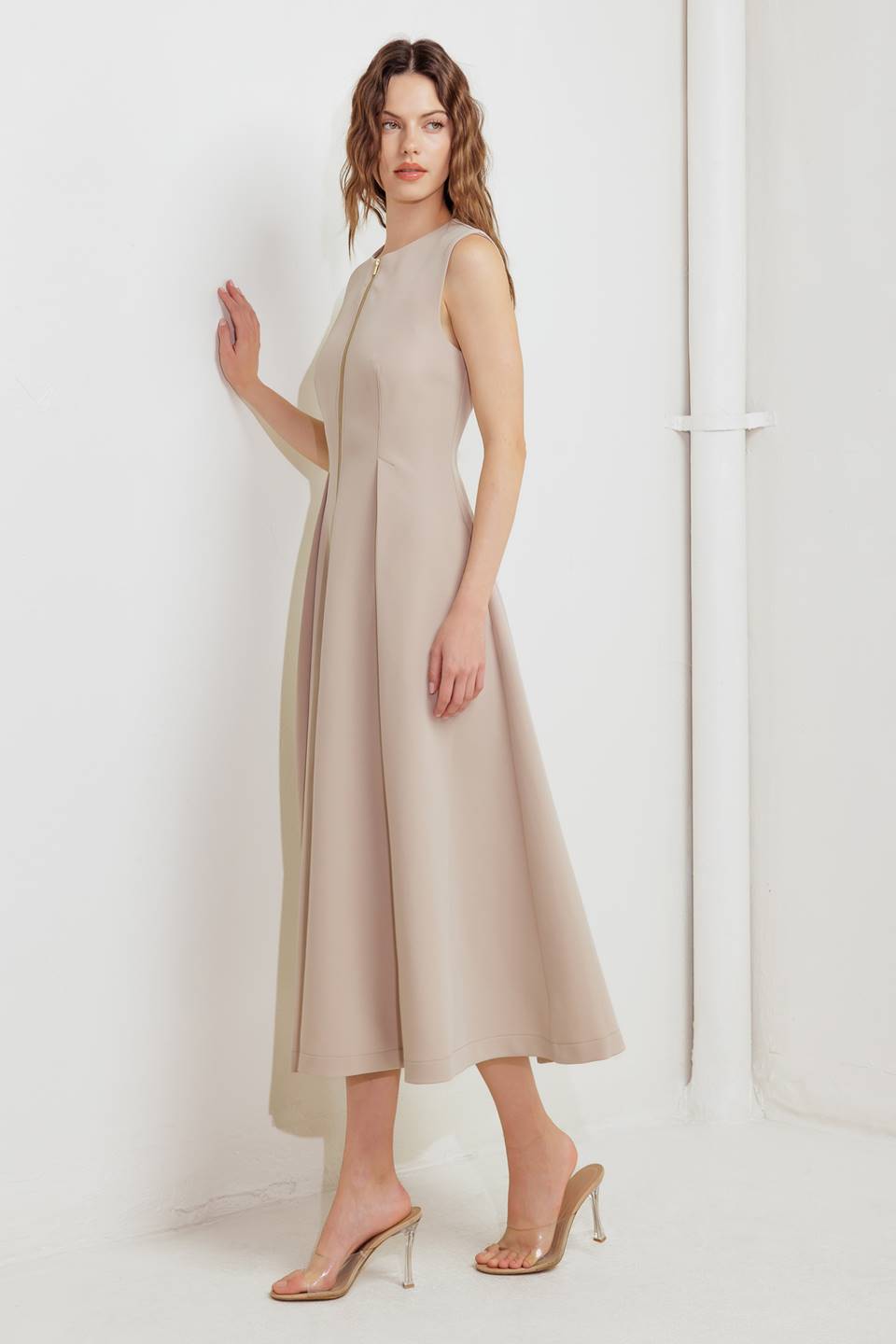 CLAY MODERN SWAY WOVEN MIDI DRESS