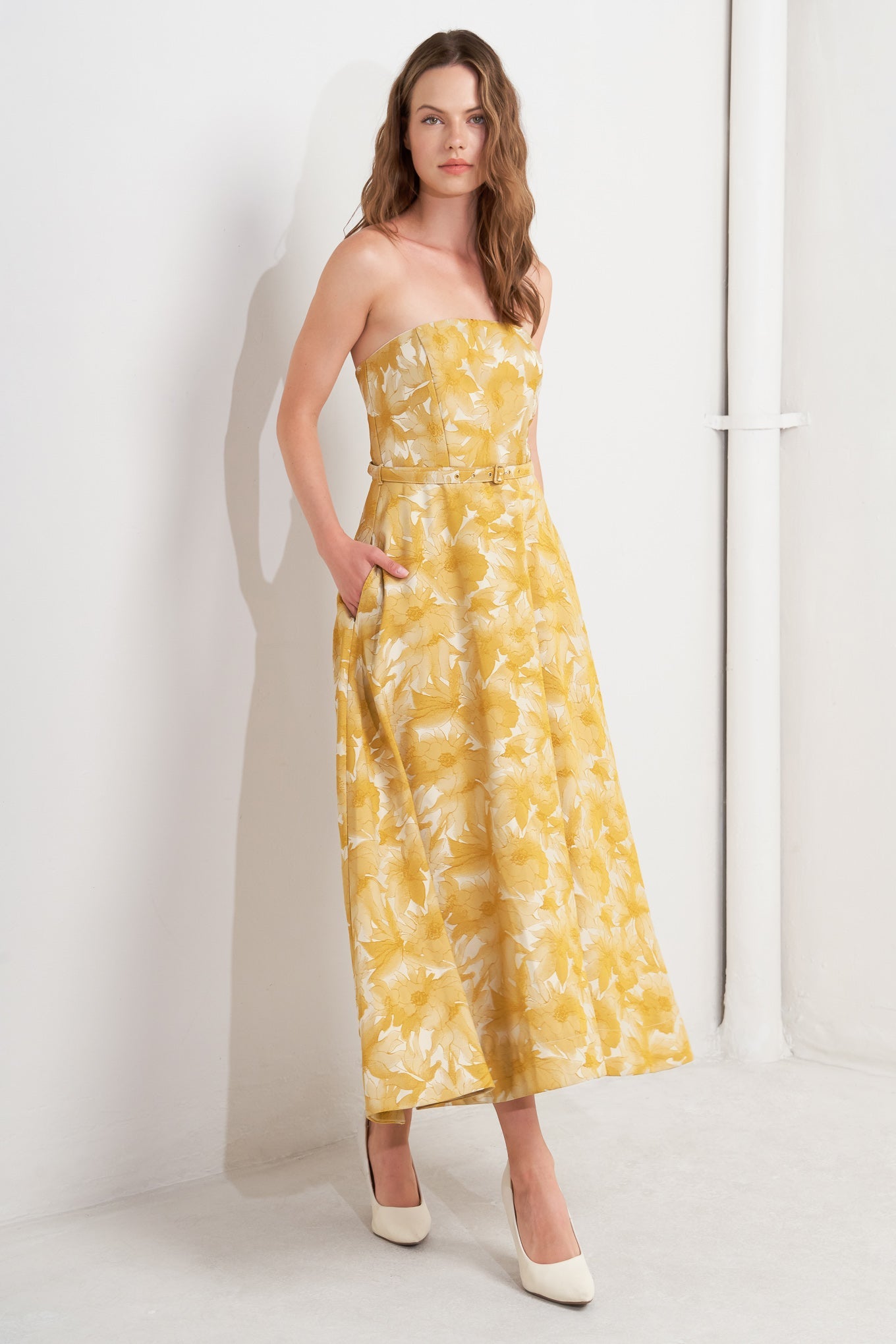 VERA BLOOM JACQUARD MIDI DRESS