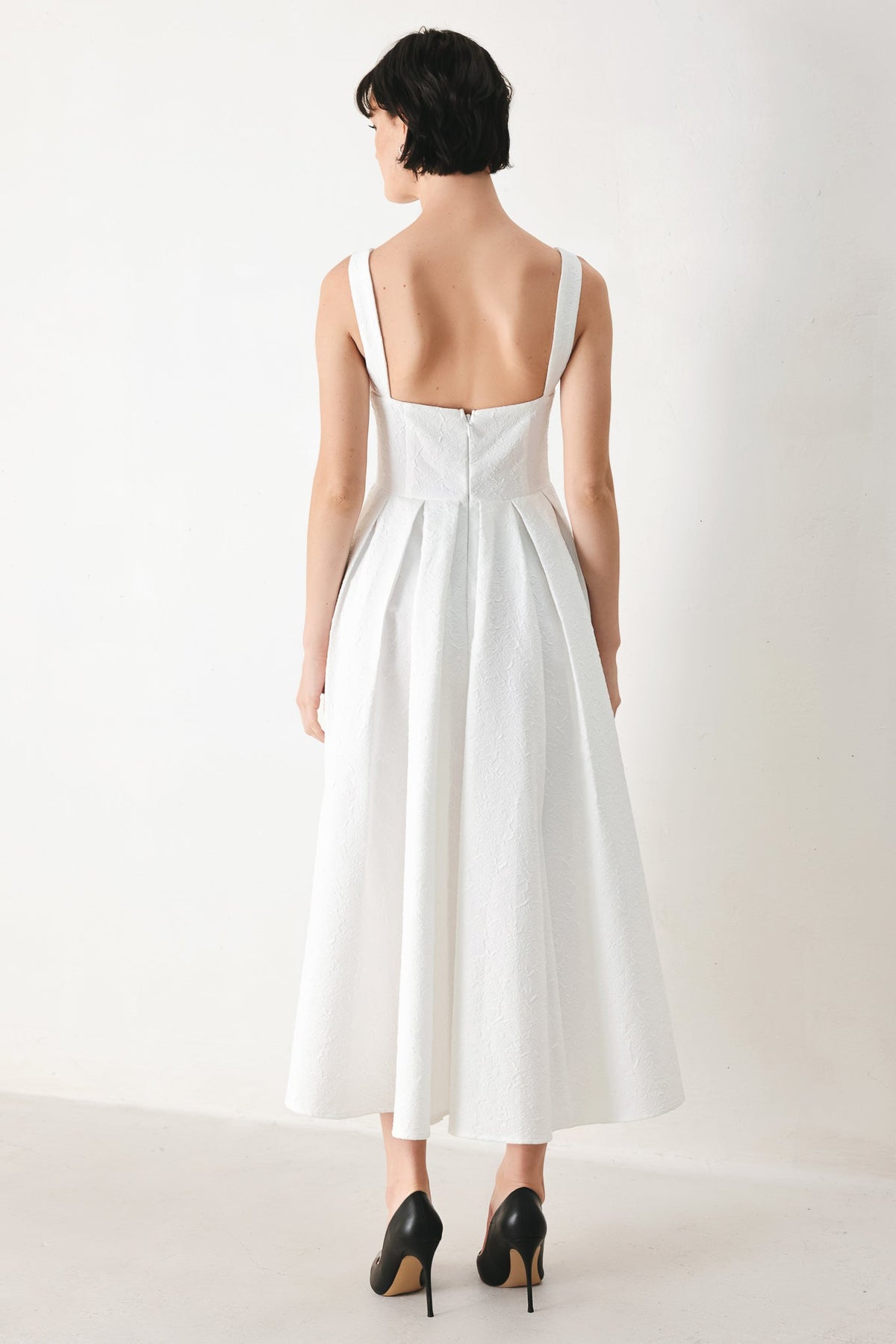 TIMELESS ROMANCE RED/WHITE FULL-SKIRT MIDI DRESS