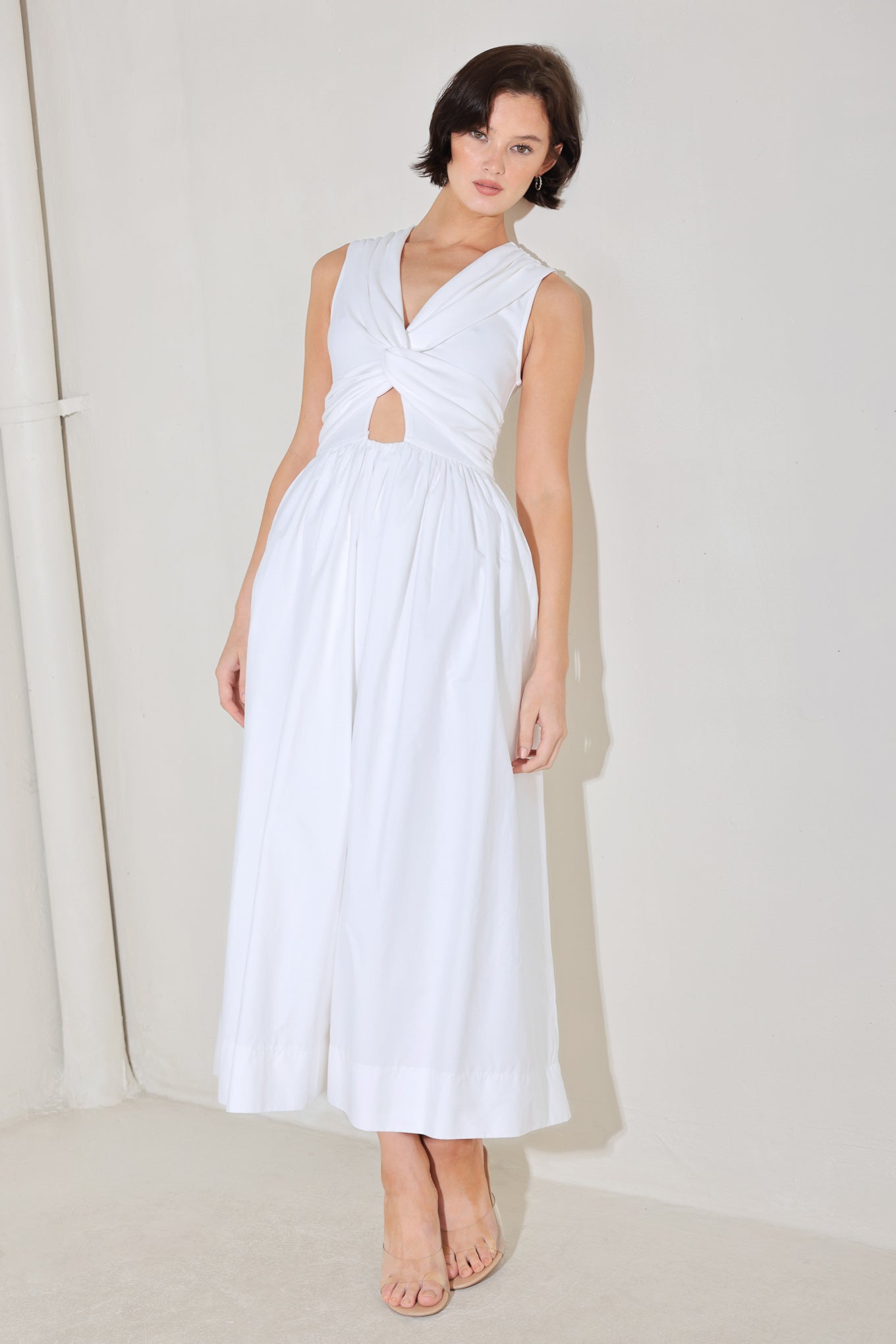 ANGEL VEIL SOLID MIDI DRESS