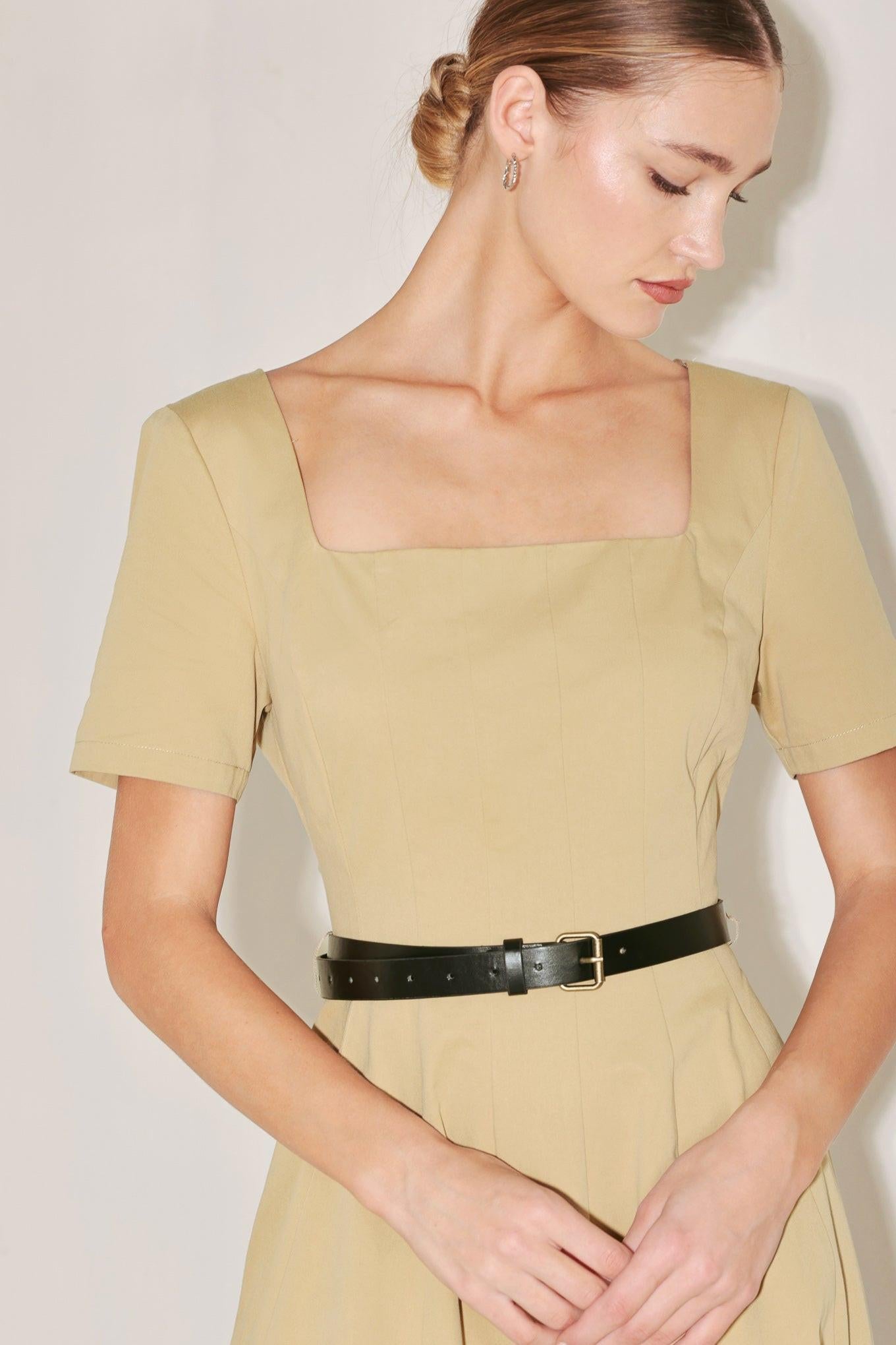 WARM STONE EDIT WOVEN MIDI DRESS