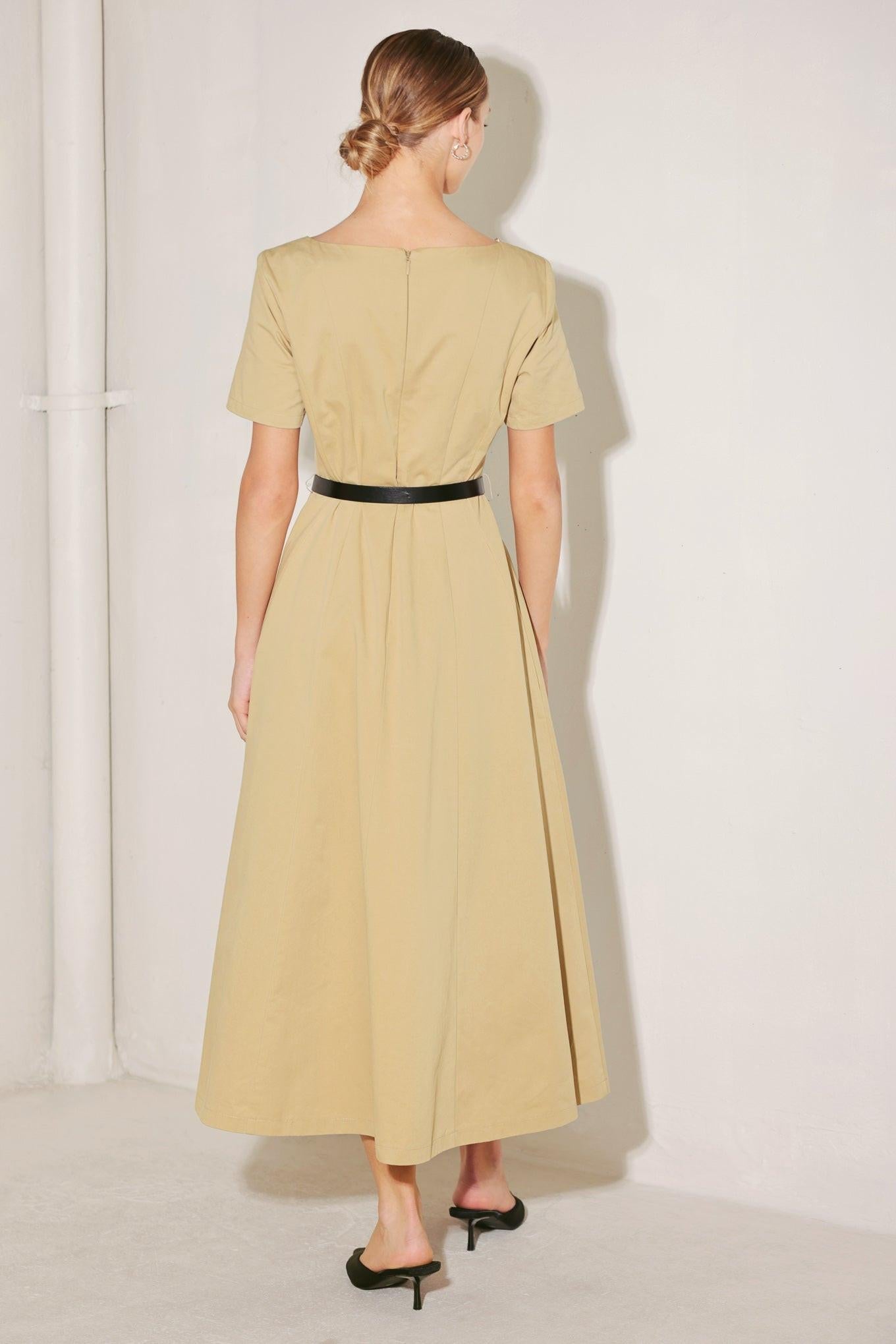 WARM STONE EDIT WOVEN MIDI DRESS
