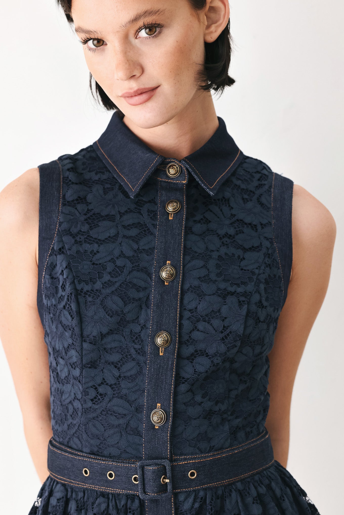 EVENING LACE CHAPTER WOVEN MIDI DRESS