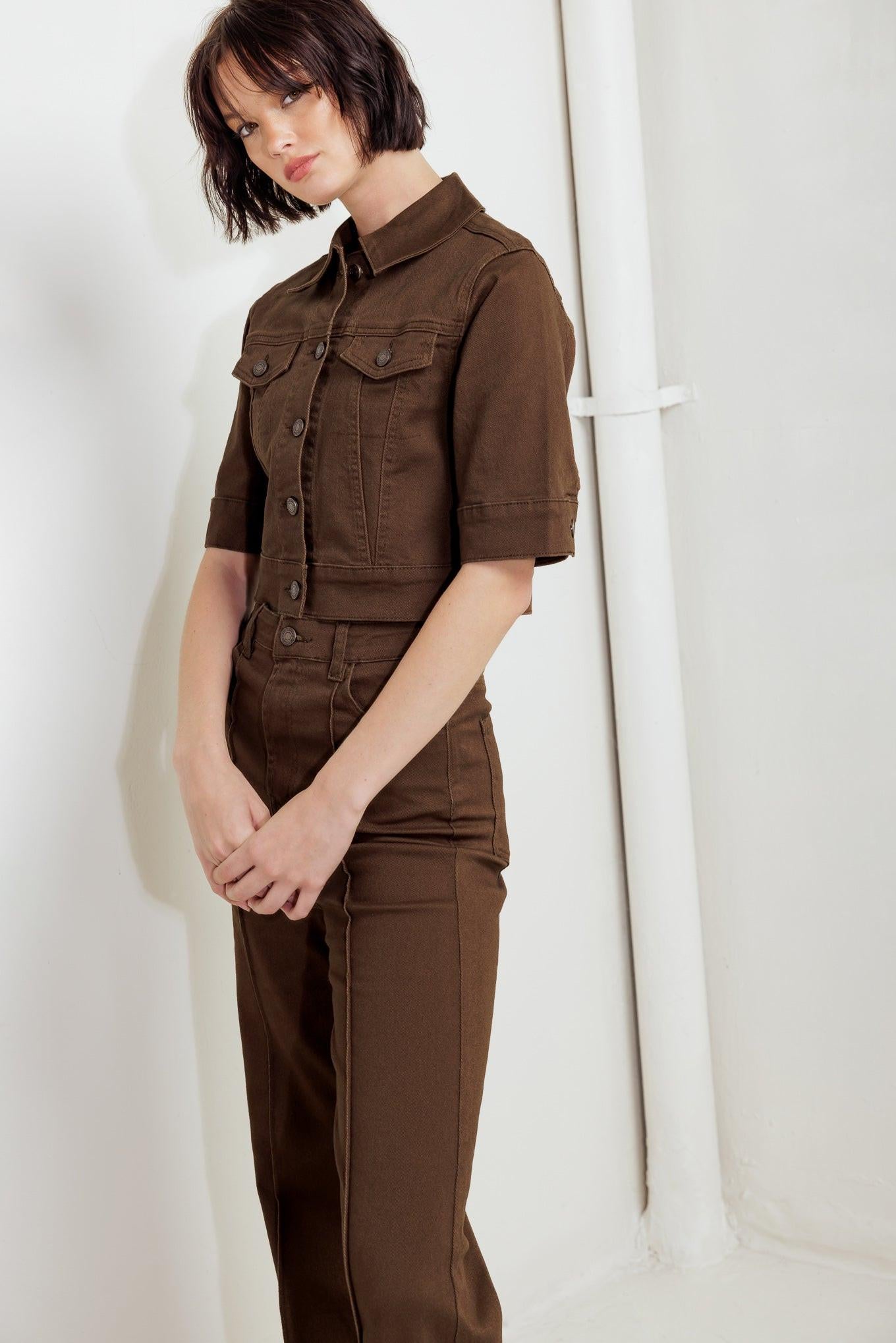 EFFORTLESS EDGE BROWN TWILL JACKET
