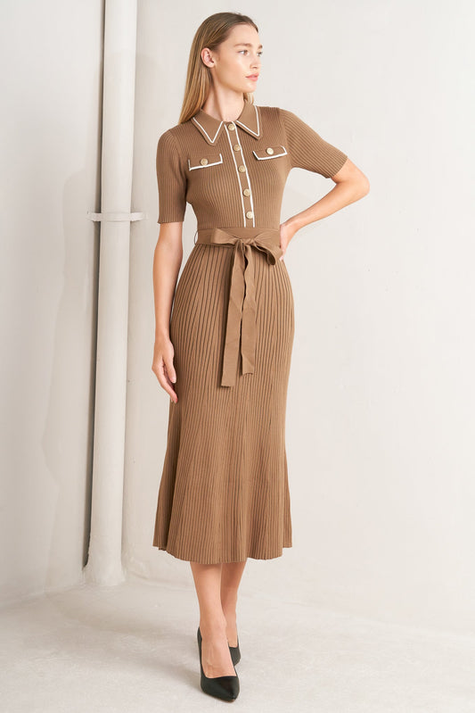 PARISIAN INSPIRED STYLE SWEATER KNIT MIDI DRESS