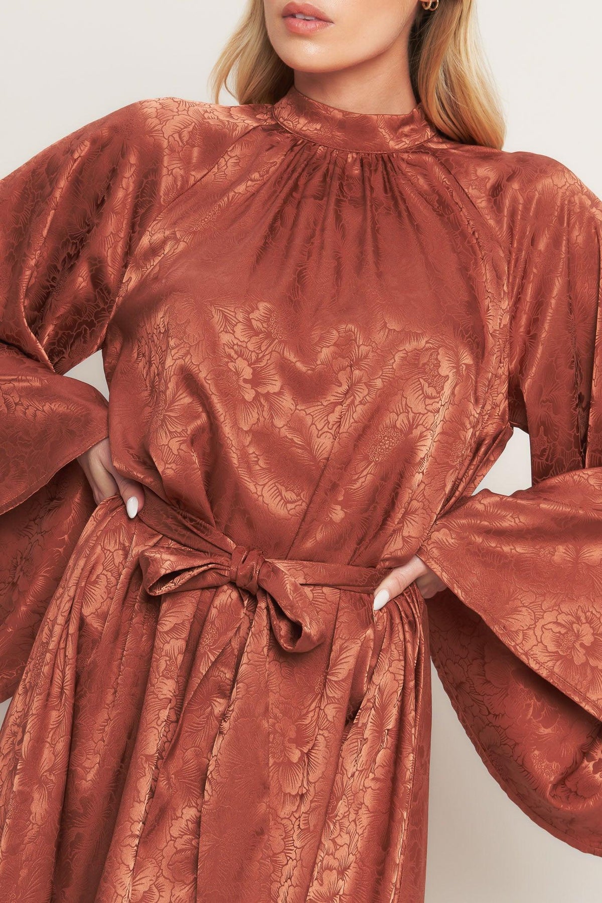 BY ANY MEANS WOVEN SATIN MINI DRESS