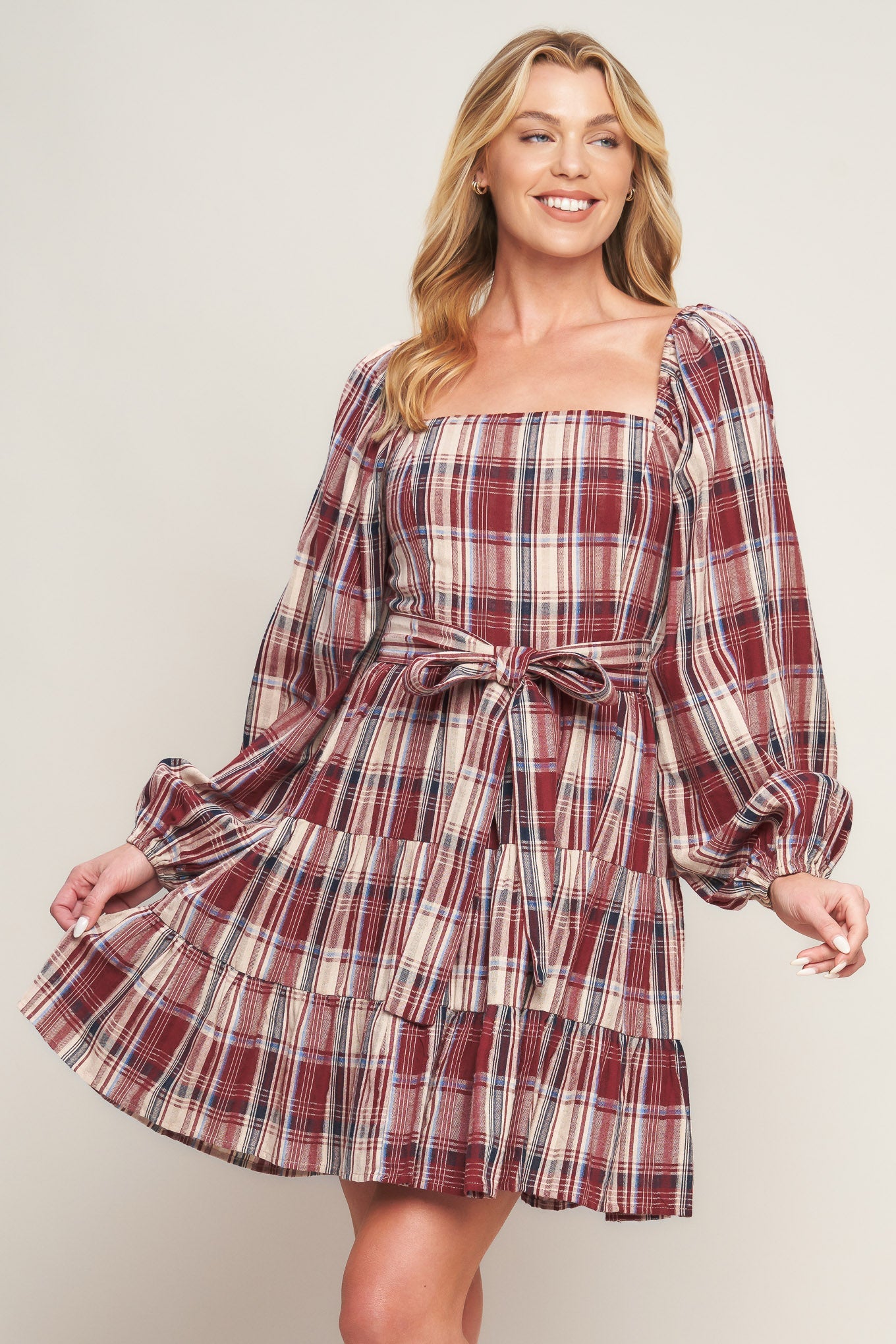 HONEY HUG PLAID MINI DRESS