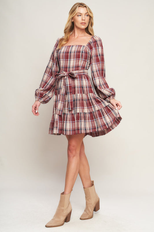 HONEY HUG PLAID MINI DRESS