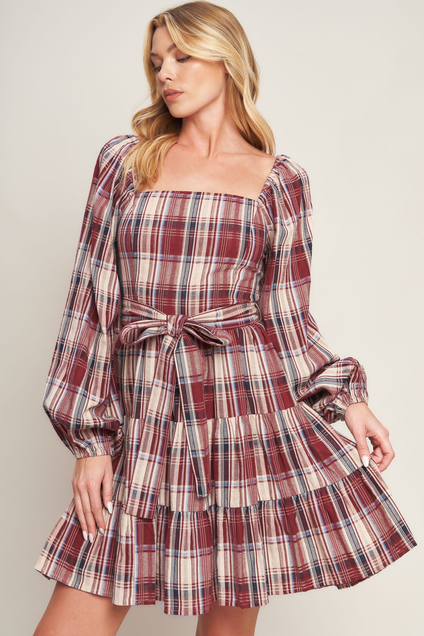 HONEY HUG PLAID MINI DRESS