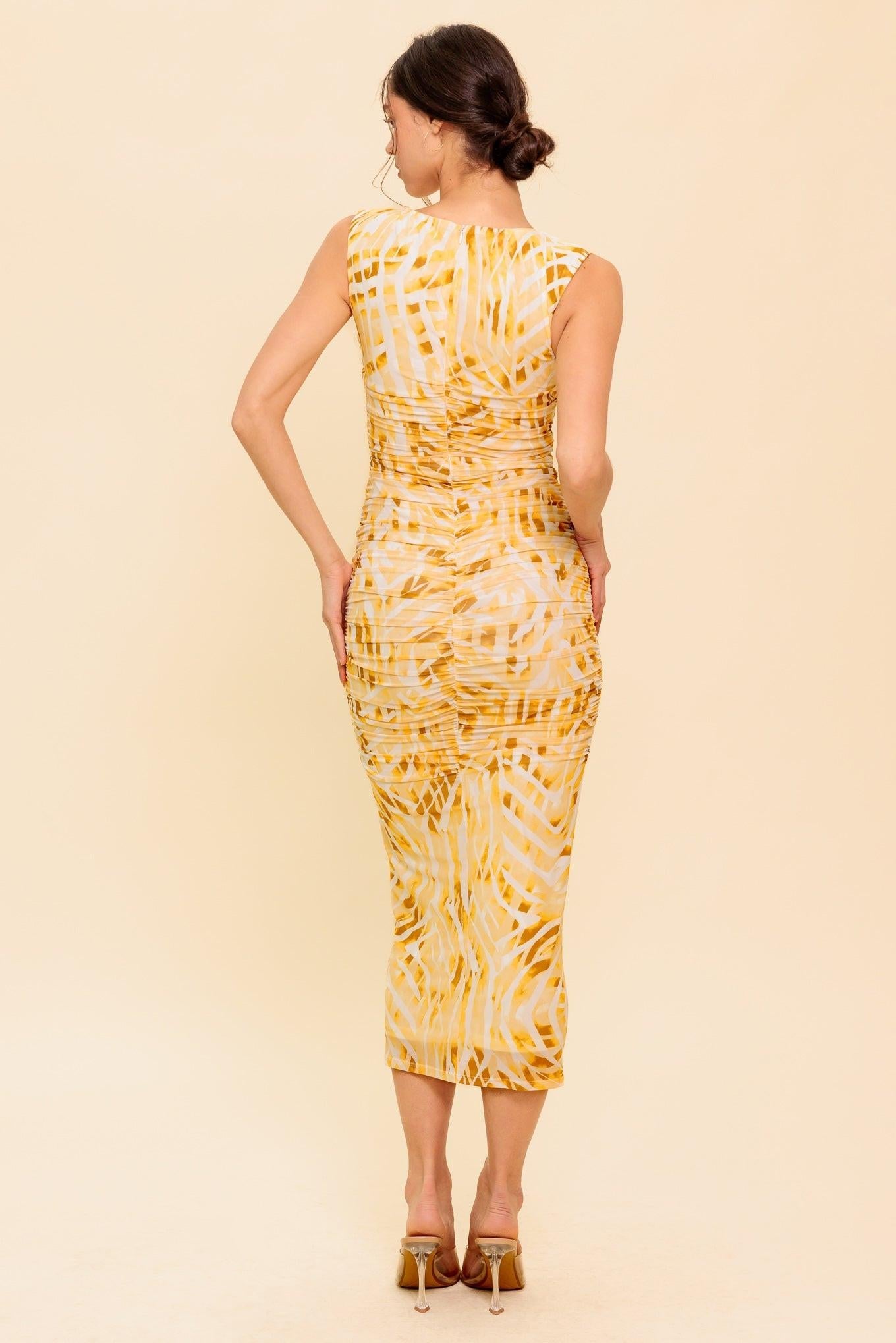 SWEET AS EVER POWER MESH BODYCON MIDI DRESS