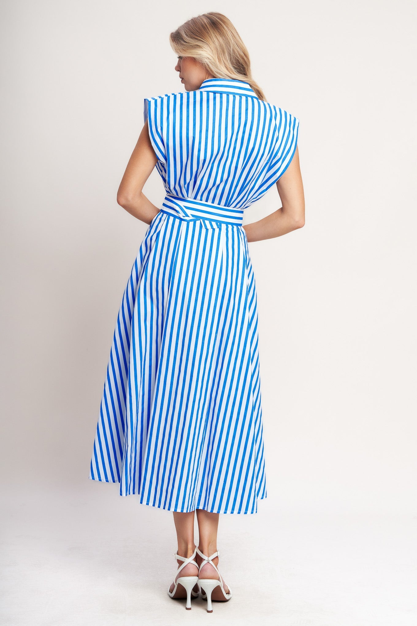 BISTRO STRIPE WOVEN MIDI DRESS