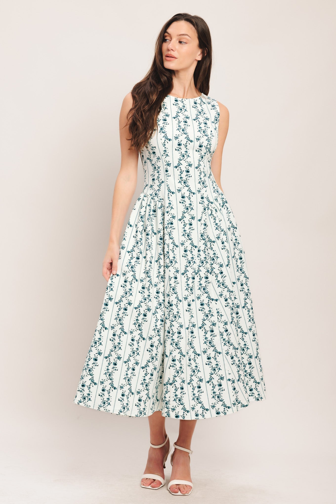 BLOOM COLUMN WOVEN MIDI DRESS