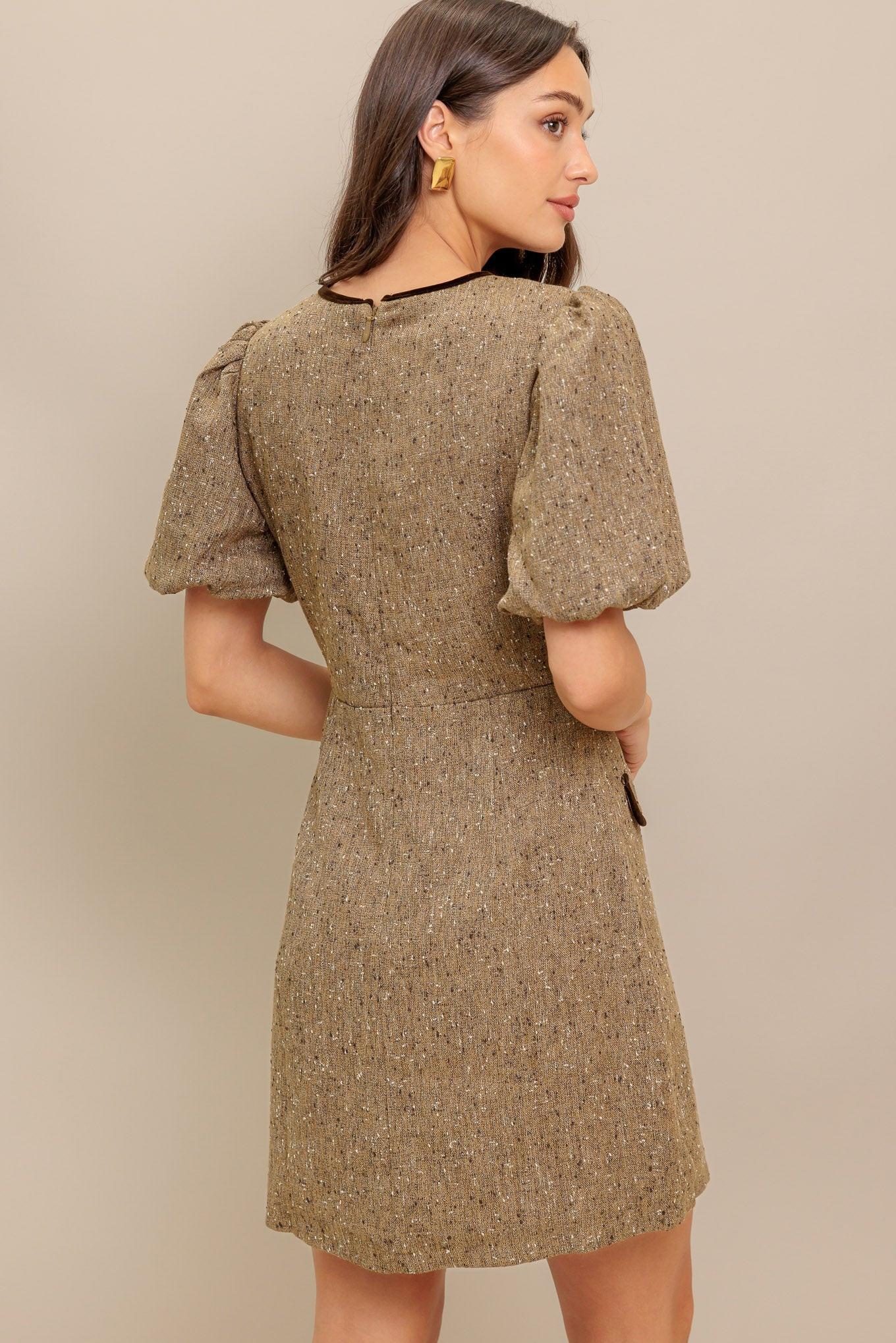 MADEMOISELLE MODE WOVEN WEED MINI DRESS