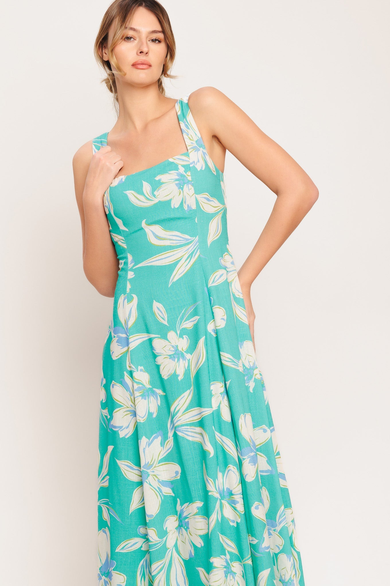AQUA DAYDREAM WOVEN MIDI DRESS