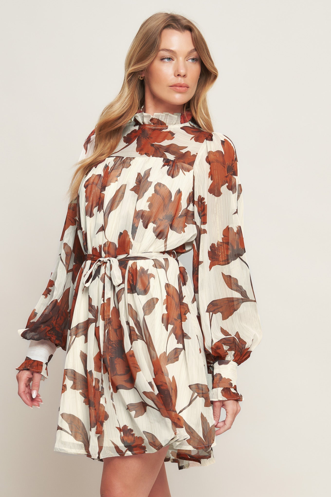 EARTHLY BLOOM WOVEN MINI DRESS