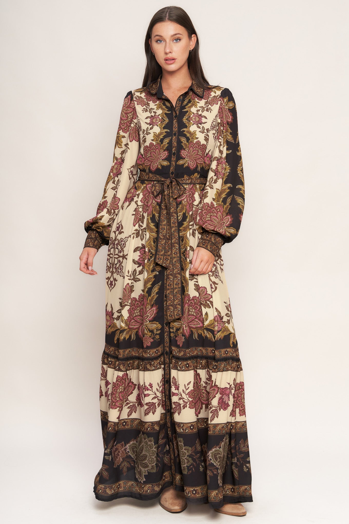 EARTHEN ROSE WOVEN MAXI DRESS