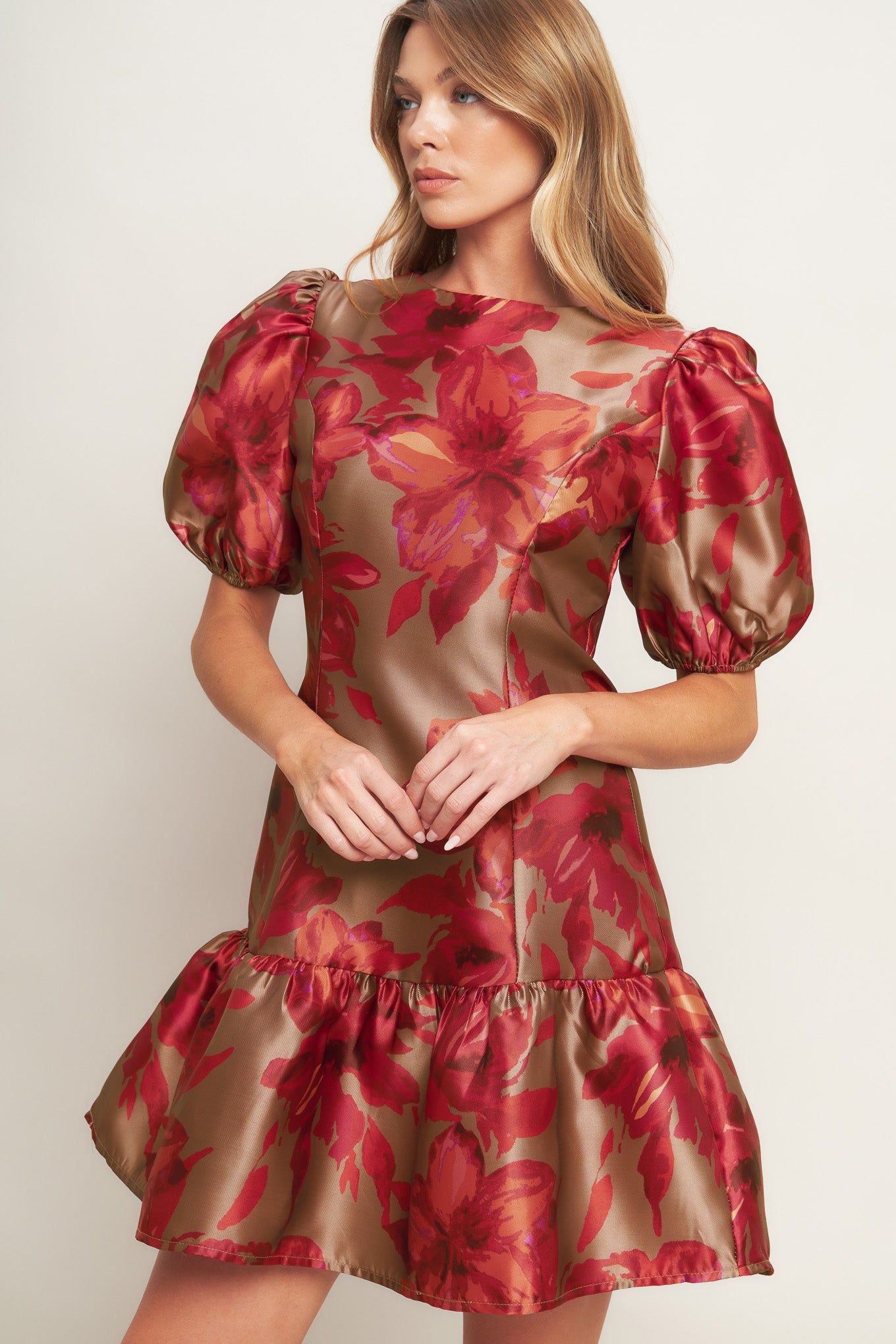 GARDENIA FIRE WOVEN MINI DRESS