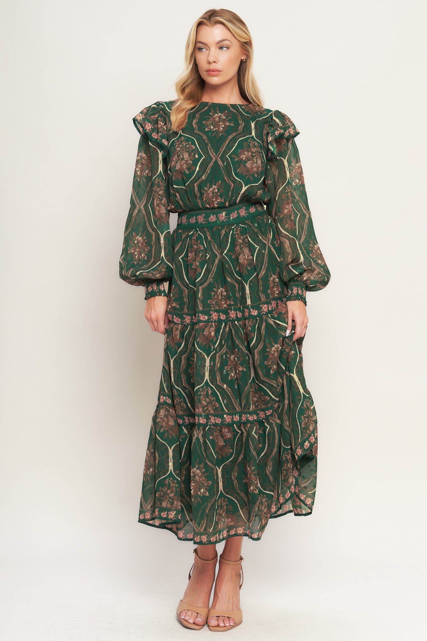 GARDEN LABYRINTH WOVEN MIDI DRESS