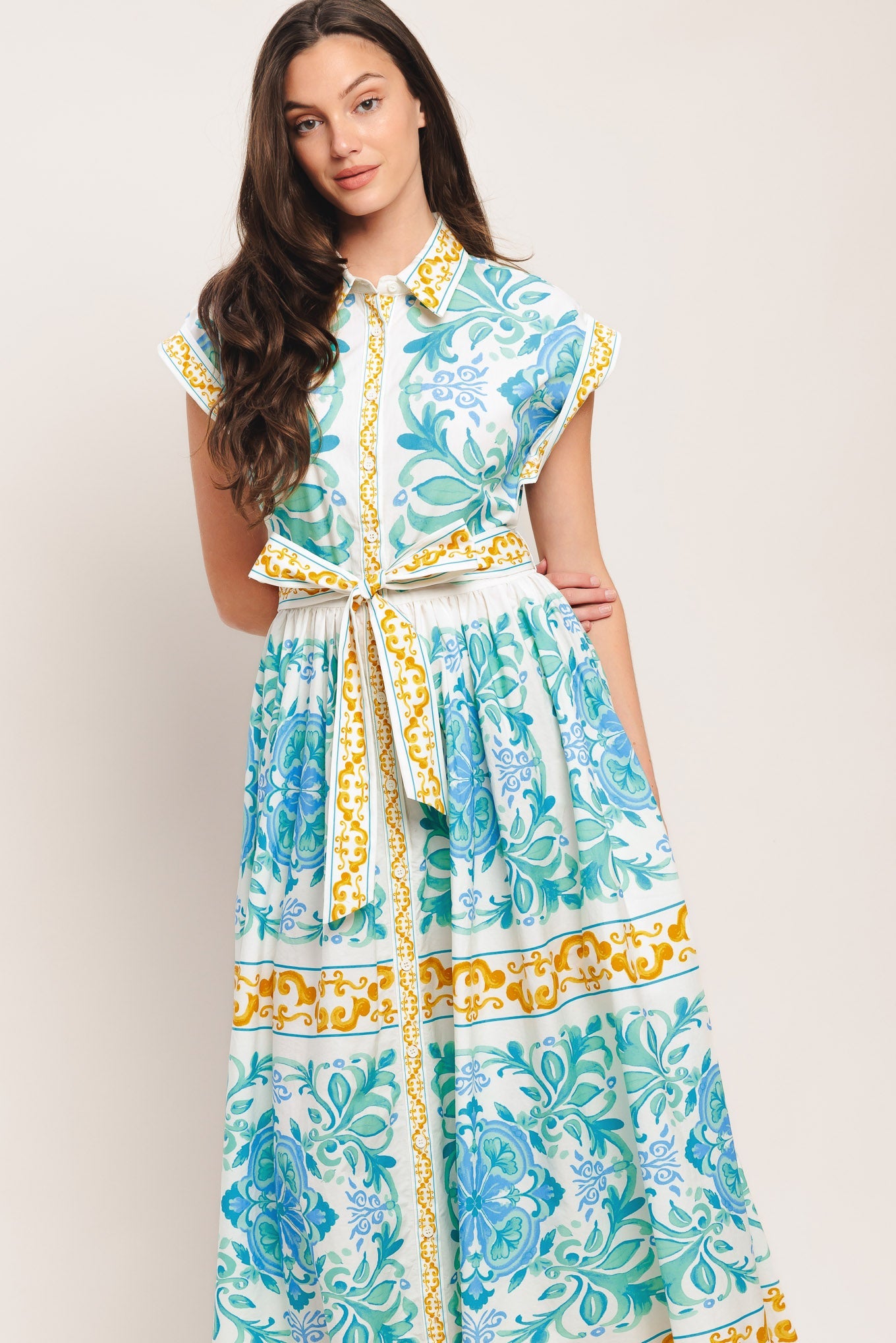 BLUE REGALIA WOVEN MIDI DRESS