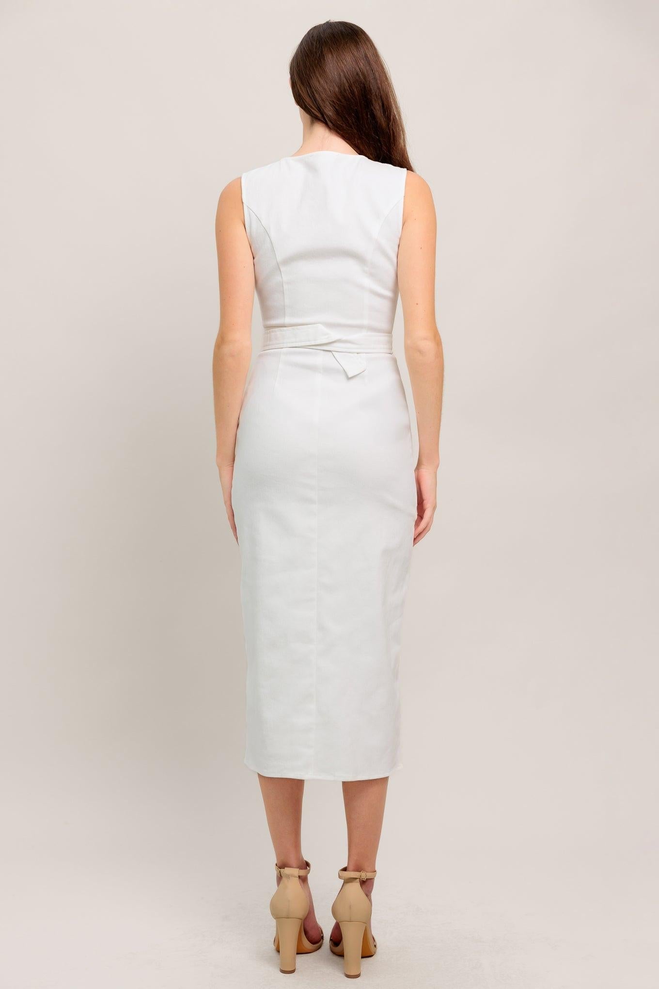 ROUGE ROMANCE TWILL MIDI DRESS