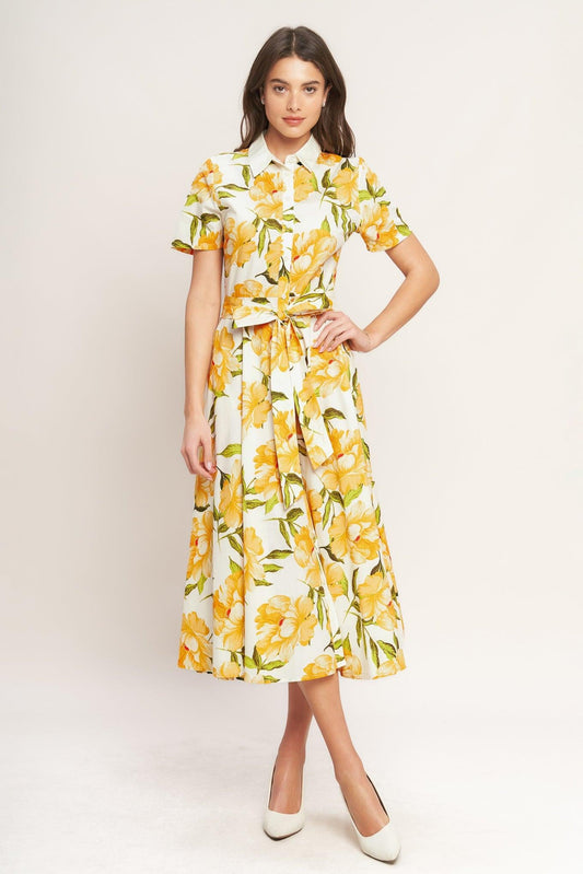 UPLIFTING PALETTE WOVEN MIDI DRESS