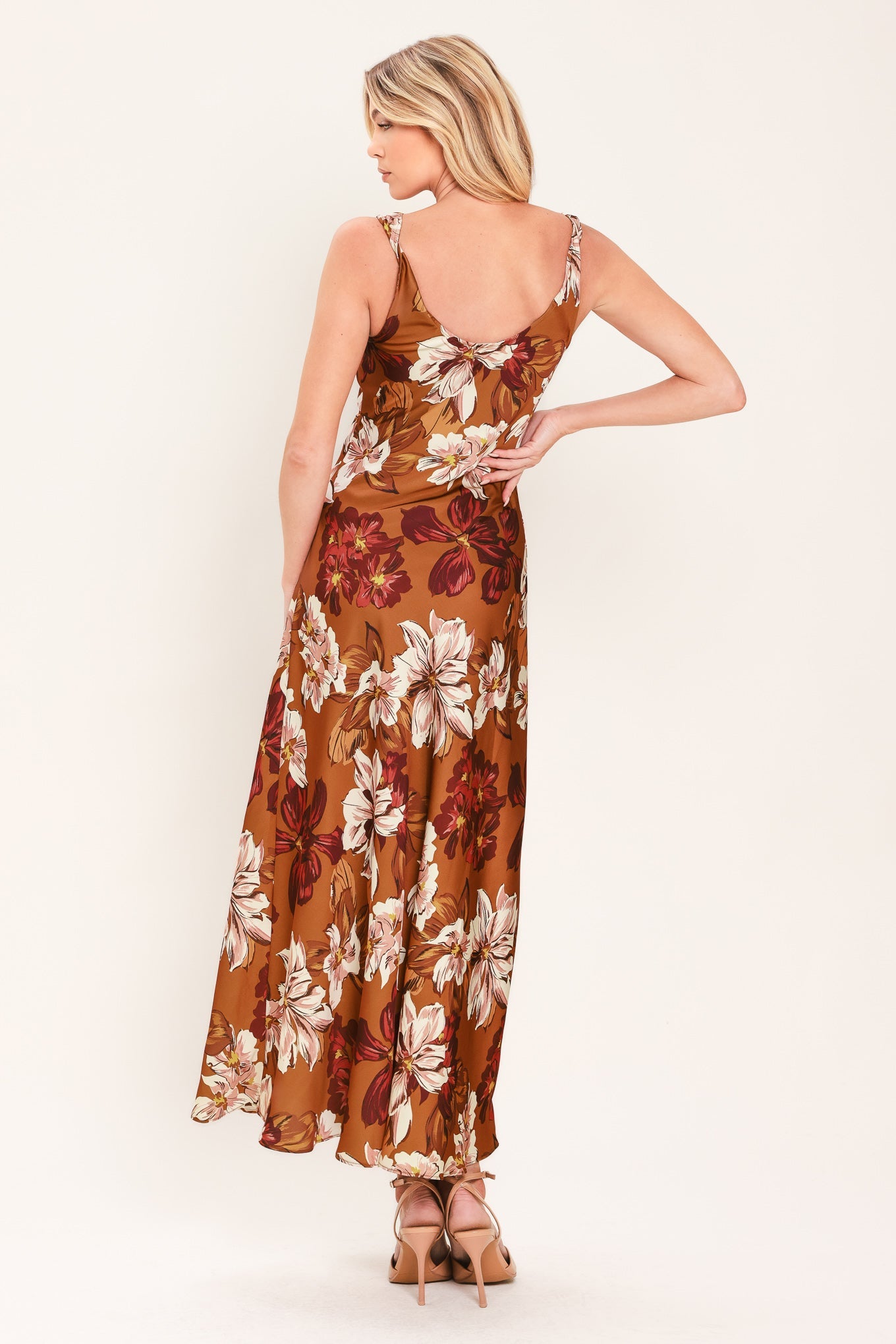 SPICED FLORAL WOVEN MIDI DRESS
