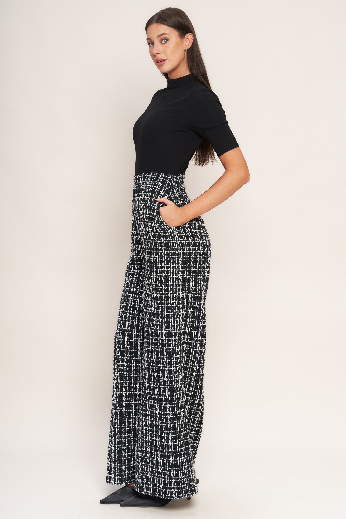 ÉCHEC PARISIEN KNIT TOP AND TWEED PANT JUMPSUIT