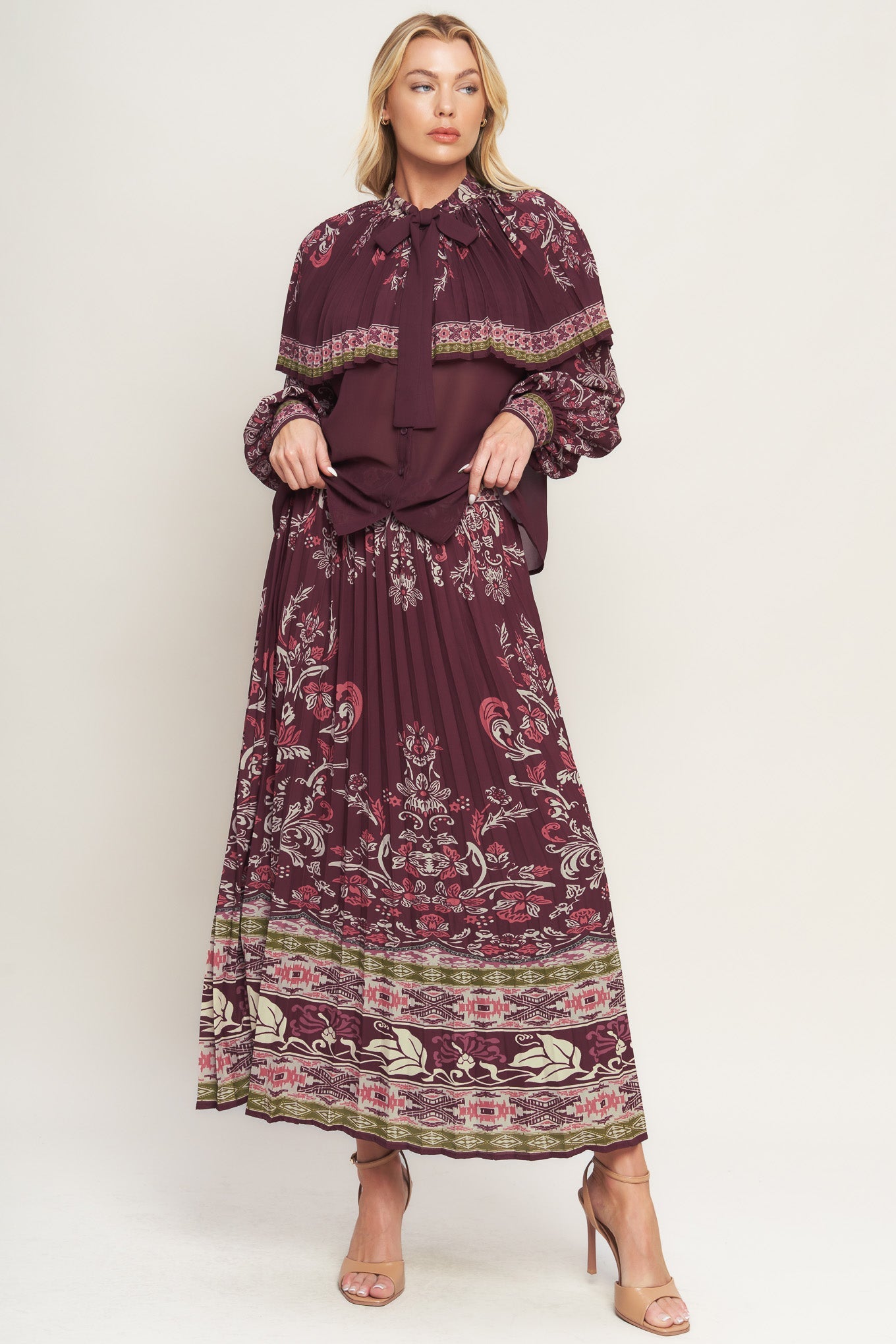 AZTEC CHERRY WOVEN TOP